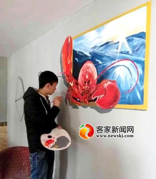 赣州大学生晒“寒假作业” 创意“虾绘”萌态十足